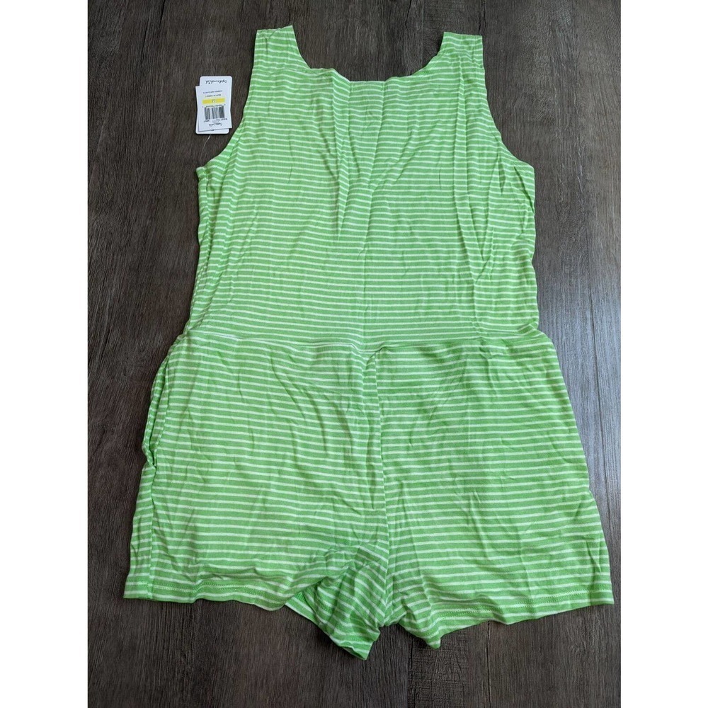 NWT Splendid Striped Shorts Romper Size Medium Girls Green - Picture 2 of 6